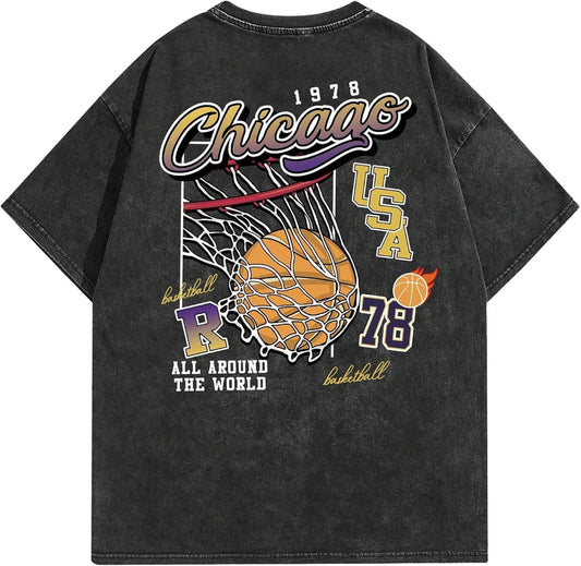 Mens Graphic Tees Vintage Unisex Acid Wash Streetwear Cotton Oversized T-Shirts Loose Fit Summer Tops for Men Women